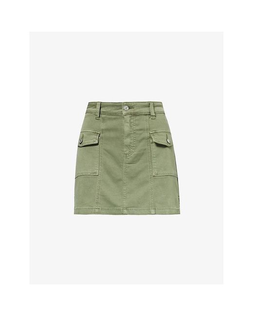 PAIGE Green Jessie Regular-fit Mid-rise Stretch-denim Blend Mini Skirt