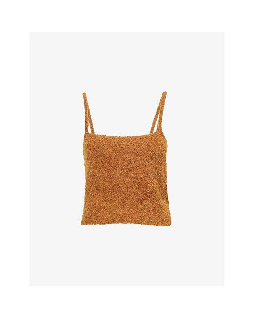 Represent Brown Breeze Teddy-Bear Texture Woven Cami Top