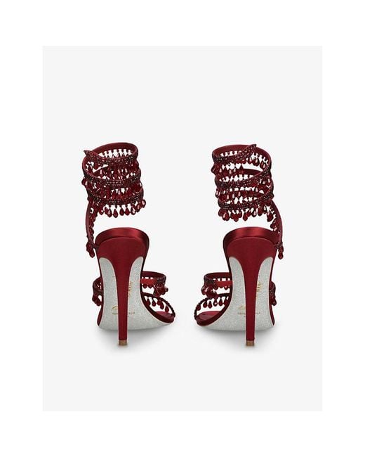 Rene Caovilla Multicolor Chandelier 105 Crystal-Embellished Satin Heeled Courts