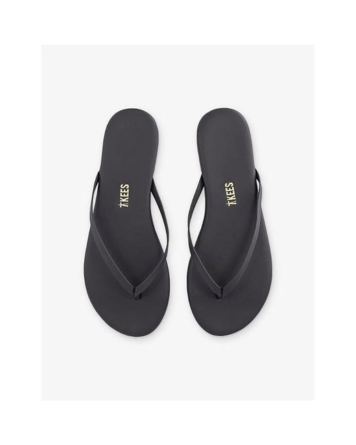 TKEES Blue Lily Leather Flip-Flops