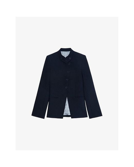 Zadig & Voltaire Blue Verysa Stand-Collar Stretch-Woven Blazer