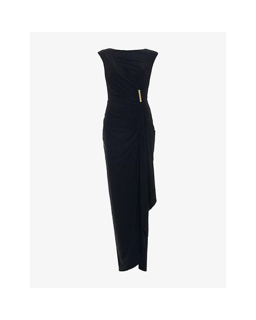 Phase Eight Blue Donna Boat-Neck Stretch-Woven Maxi Dress