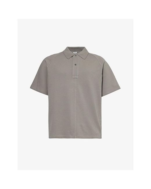 Loewe Gray Logo-embroidered Cotton Polo Shirt for men