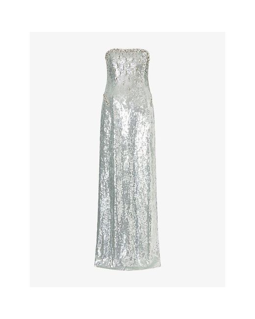 Sabina Bilenko Gray Imani Sequin-Embellished Woven Gown