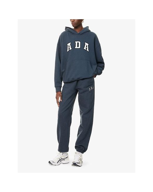 ADANOLA Blue Logo-Embroidered Cotton Jogging Bottoms