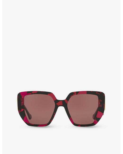 Gucci Pink Gc001595 gg0956s Rectangle-frame Acetate Sunglasses