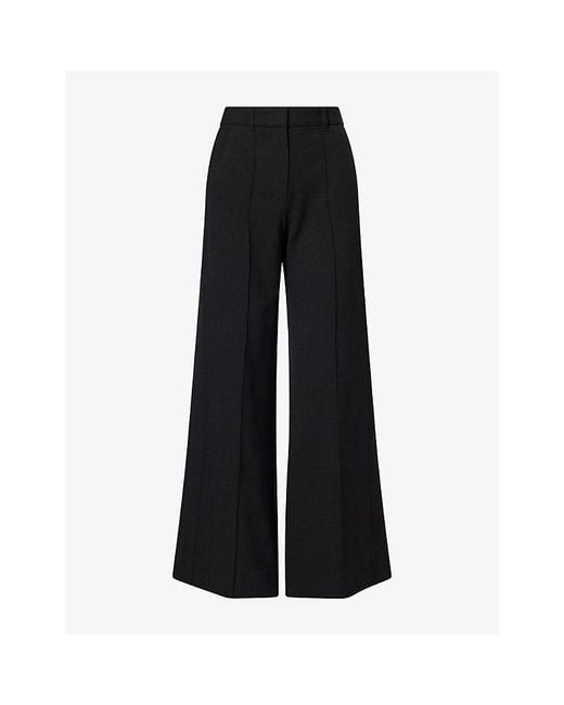 ME+EM Black Tailored-Fit Flared Woven Trousers