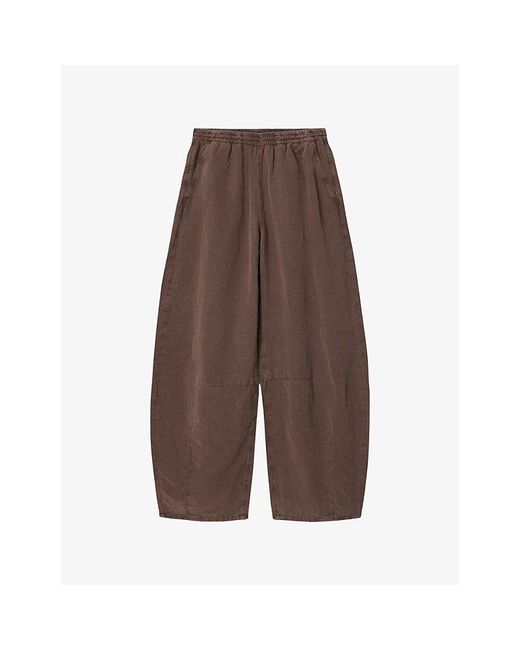 AllSaints Brown Jett Wide-Leg Lyocell-Blend Trousers