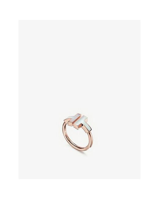 Tiffany & Co White Tiffany T Square 18Ct Rose- And Mother-Of-Pearl Ring