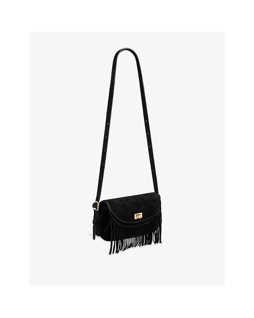 Sandro Black Mini Mambo Suede Cross-Body Bag