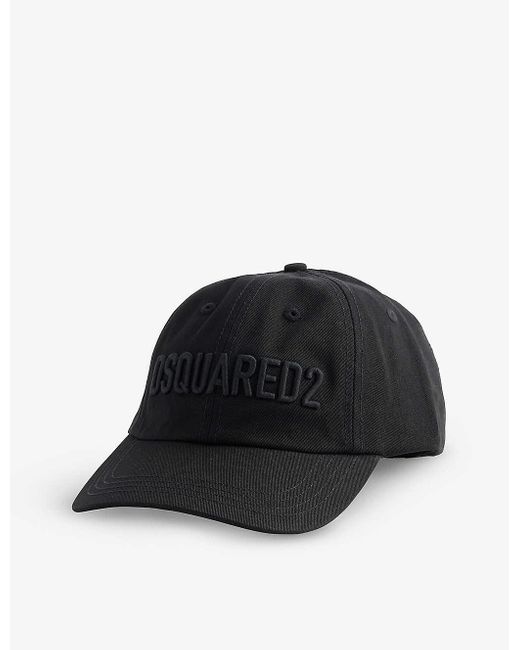 DSquared² Black Brand-embroidered Cotton-twill Cap for men