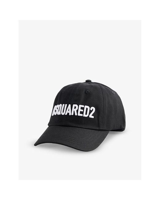 DSquared² Black Brand-embroidered Cotton-twill Cap for men