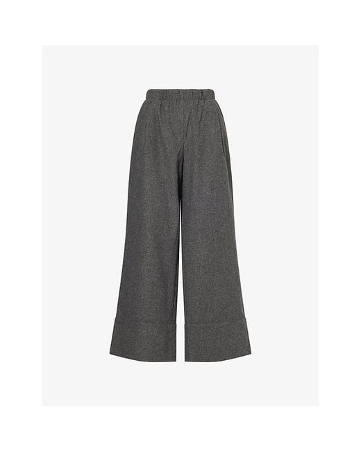 Reformation Gray Fernando Wide-Leg Wool-Blend Trousers