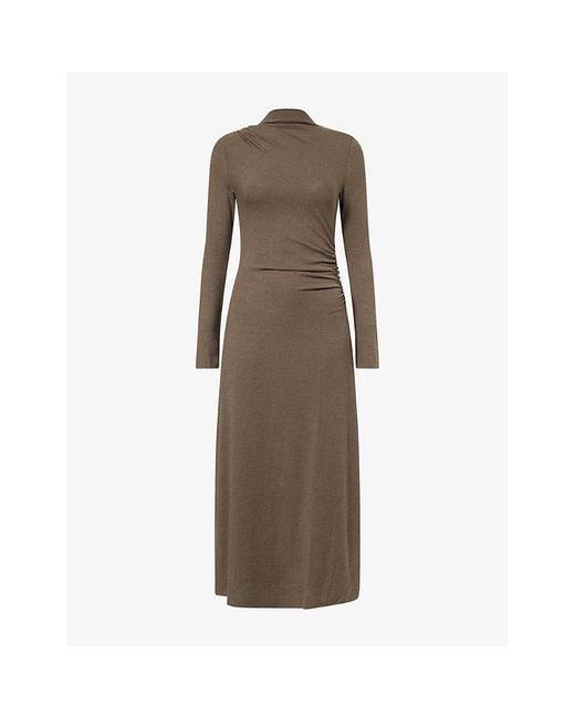 Rails Brown Margaret Draped-Panel Jersey Midi Dress