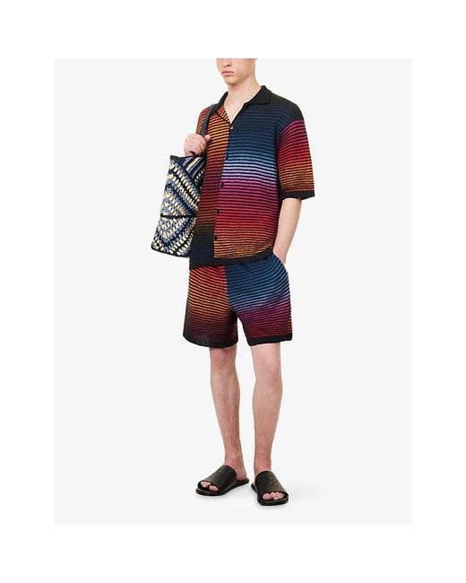 Loewe White X Paula's Ibiza Striped Cotton-Knit Shorts for men