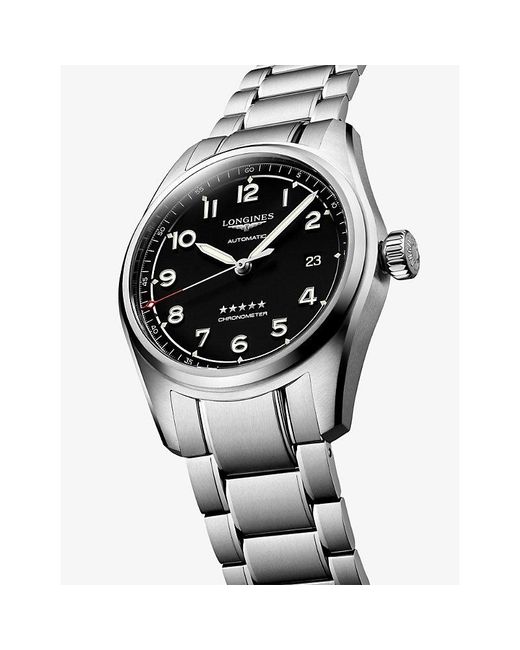 Longines Black L3.810.4.53.6 Spirit Stainless-Steel Automatic Watch for men