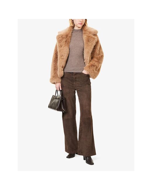 ME+EM Brown Barely There Ribbed Wool And Cashmere Jumper
