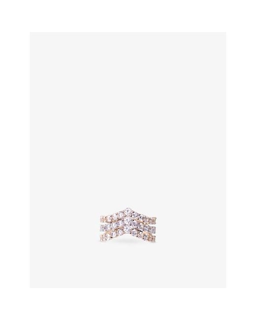 Maje White Two-Tone Brass And Rhinestone Ring