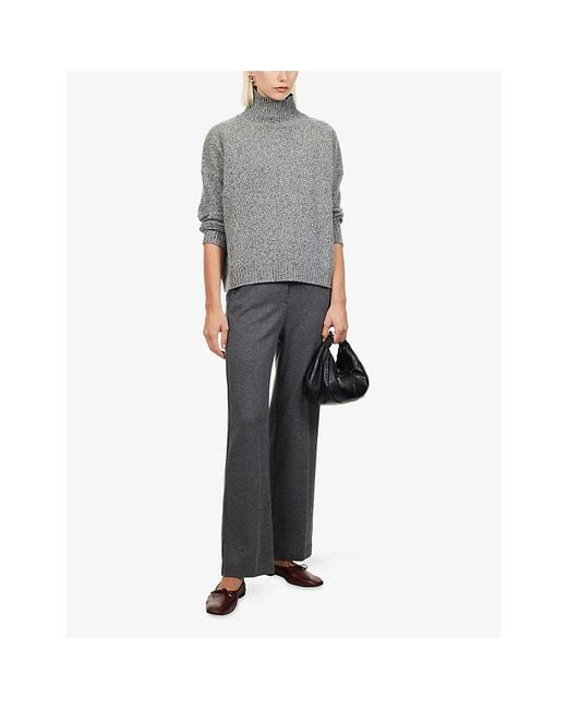 Weekend by Maxmara Gray Straight-Leg Stretch-Cotton Trousers