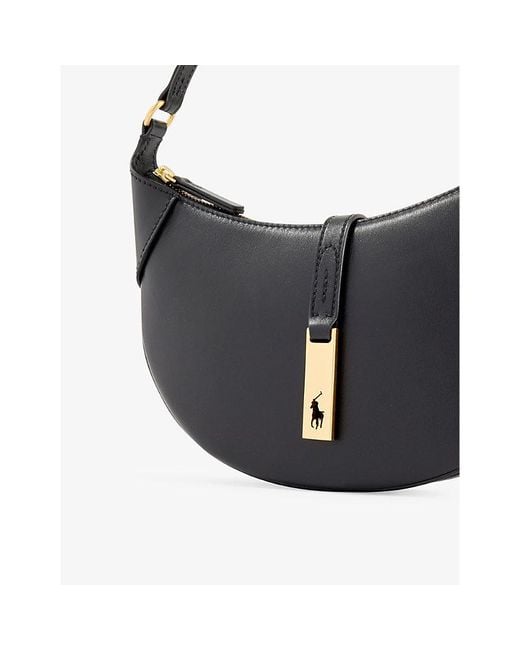 Polo Ralph Lauren Black Curved Leather Shoulder Bag