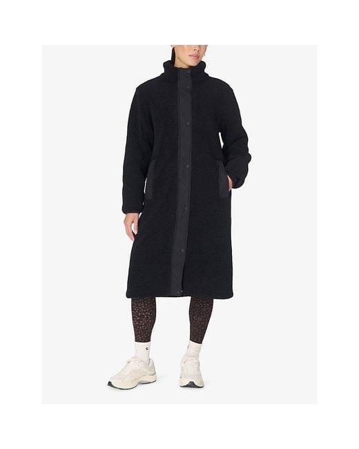 Sweaty Betty Black Navigate Funnel-Neck Sherpa Coat