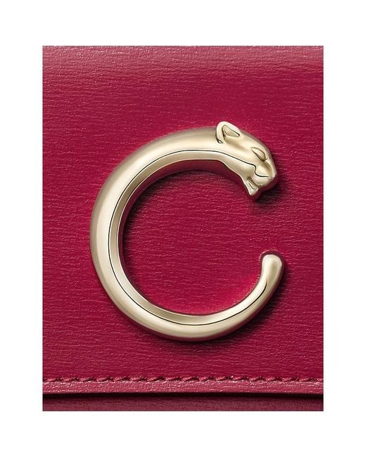 Cartier Red Panthère C Zip Leather Card Holder