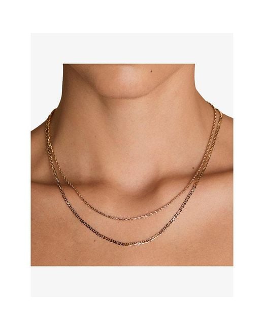 Astrid & Miyu Metallic Illusion Double Chain 18Ct-Plated Brass Necklace