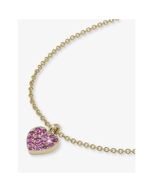 Roxanne First Metallic Mini Heart 14ct Yellow-gold And 0.10ct Sapphire Pendant Necklace