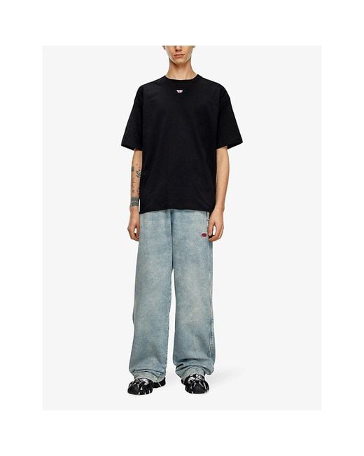 DIESEL Black T-Boxt Logo-Embroidered Relaxed-Fit Cotton T-Shirt for men