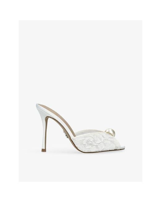Steve Madden White Priya Lace Heeled Mules