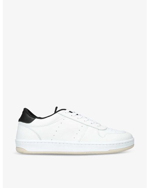 PAIGE White Remy Tonal-stitch Leather Low-top Trainers