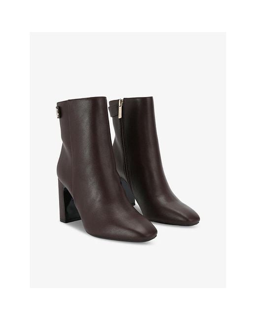 Carvela Kurt Geiger Brown Jackpot Block-Heel Faux-Leather Ankle Boots