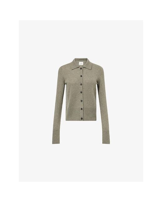 LeKasha Natural Fraga Spread-Collar Cashmere Cardigan