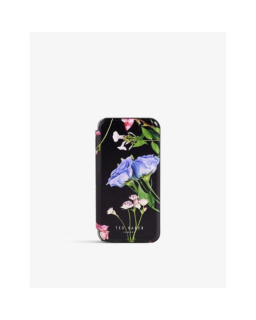 Ted Baker Black Akivats Floral-print Faux-leather Iphone Case