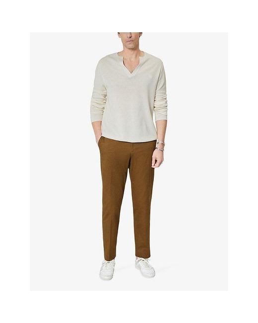 The Kooples White Brand-Embroidered Tunisian-Collar Cotton-Knit Sweatshirt for men