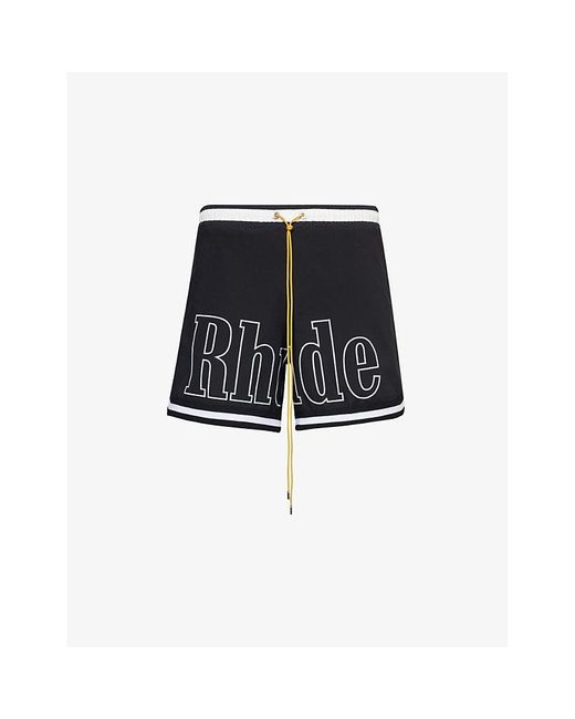 Rhude Black Basketball Brand-print Woven Shorts for men