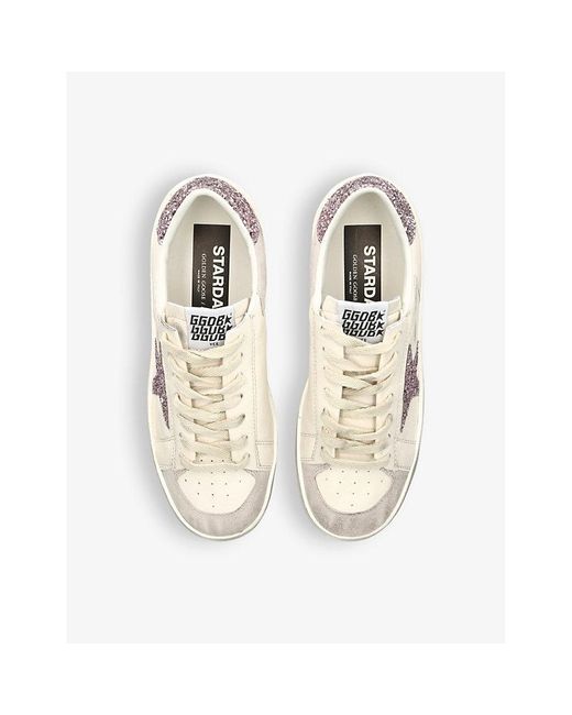 Golden Goose Deluxe Brand White Stardan 10310 Star-Glitter Leather Low-Top Trainers