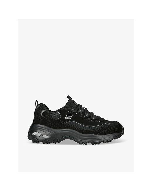 Skechers Black D'lites biggest Fan Mesh And Leather Low-top Trainers