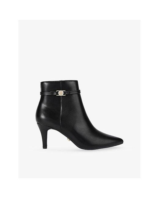 Carvela Kurt Geiger Black Flute Coin Faux-Leather Heeled Ankle Boots