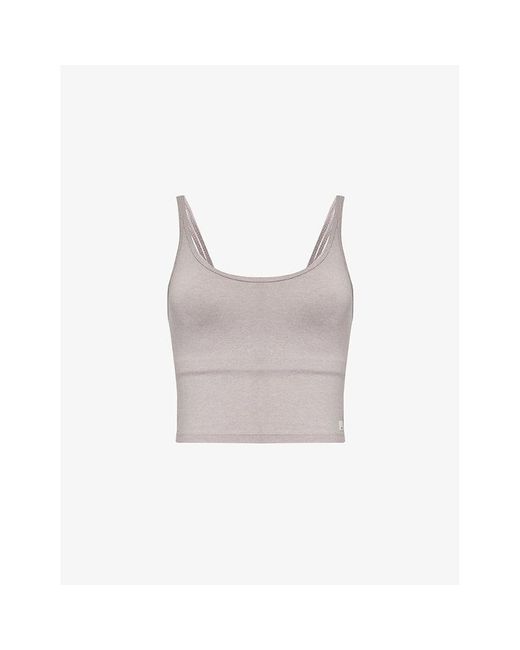 vuori Gray Halo Performance Cropped Stretch-recycled Polyester Top