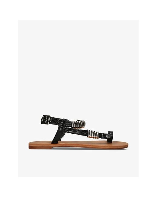 Carvela Kurt Geiger Black Klipper Snake-print Faux-leather Sandals