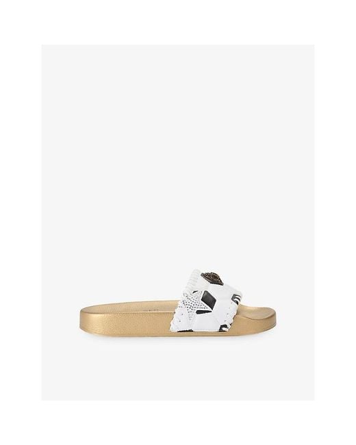 Kurt Geiger Natural Meena Eagle Footy Faux-Leather Slides