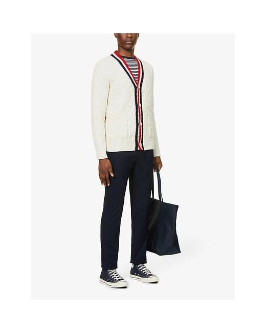 Polo Ralph Lauren Blue Belted Tapered Stretch Slim-Fit Stretch-Cotton Chino Trousers for men