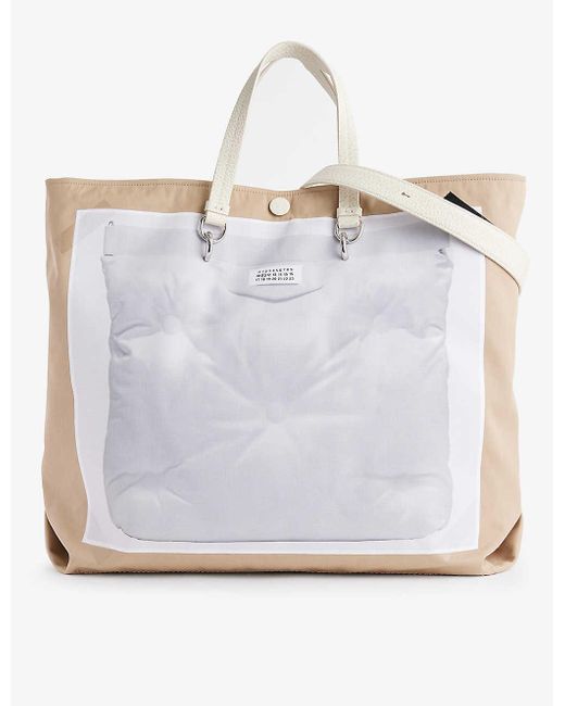 Maison Margiela White Trompe L'oeil-design Cotton-blend Tote Bag