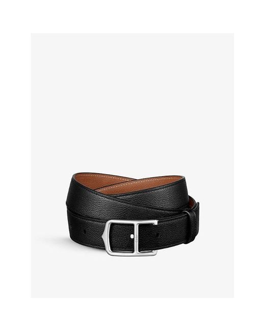 Cartier Black Logo-Embossed Grained Leather Belt for men