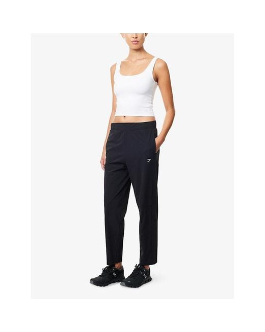 GYMSHARK Blue Tapered Cropped Woven Trousers