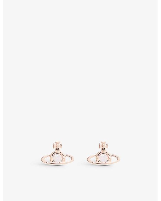 Vivienne Westwood Natural Nano Solitaire Rose Gold-plated Brass And Crystal Stud Earrings