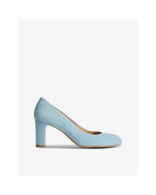 L.K.Bennett Blue Winola Block-heel Suede Court Shoes