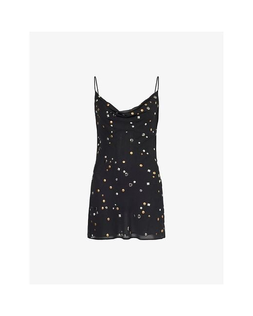 Jaded London Black Mirage Studded Woven Mini Dress