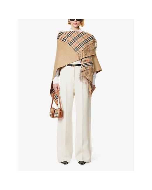BURBERRY - Check Motif Cashmere Cape